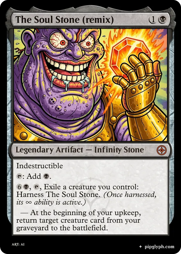 The Soul Stone (remix) — custom MTG-style artifact, mythic rarity
