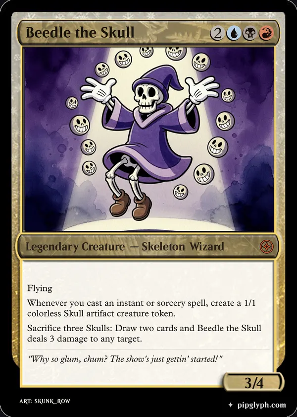 Beedle the Skull — custom MTG-style creature, mythic rarity