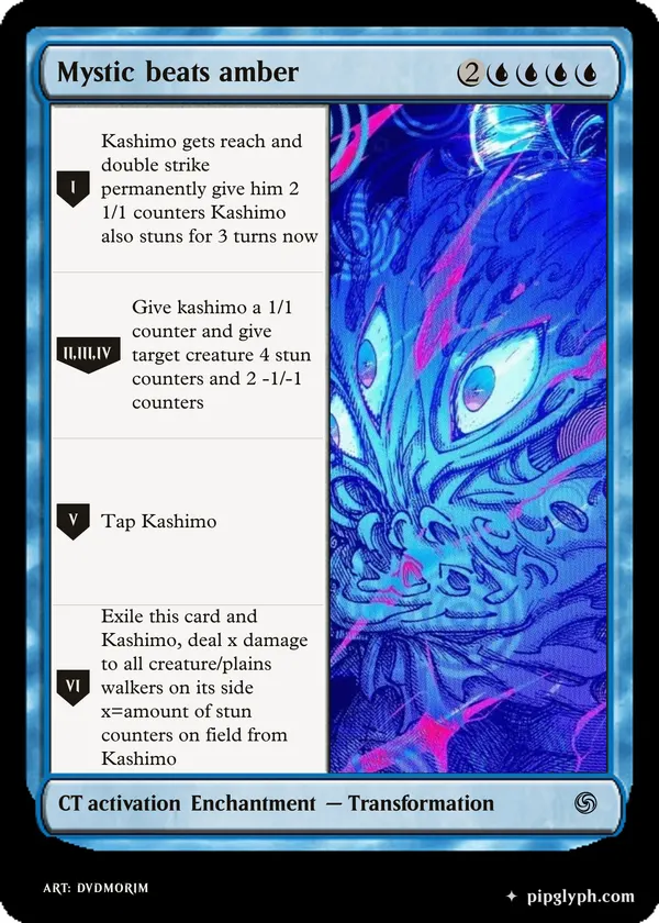 Mystic beats amber — custom MTG-style enchantment, rare rarity