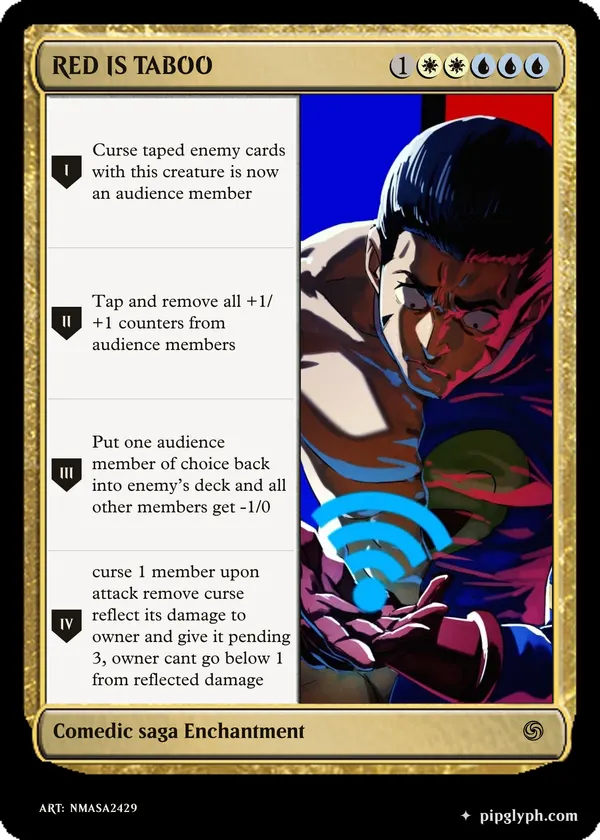 RED IS TABOO — custom MTG-style enchantment, rare rarity