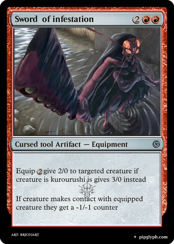 Sword of infestation — custom MTG-style artifact, rare rarity