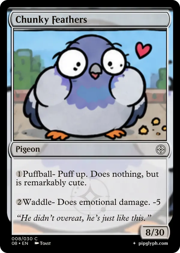 Chunky Feathers — custom MTG-style creature, common rarity