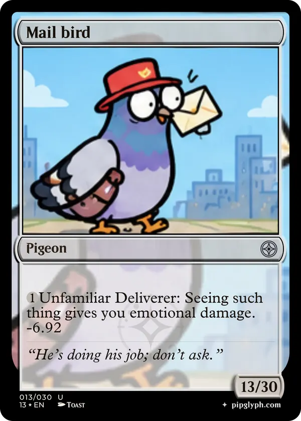 Mail bird — custom MTG-style creature, uncommon rarity