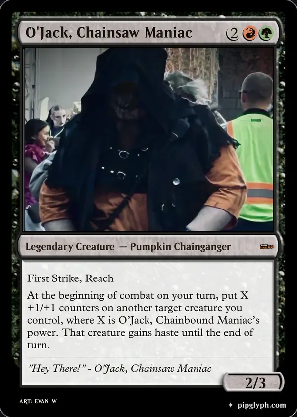 O'Jack, Chainsaw Maniac — custom MTG-style creature, mythic rarity