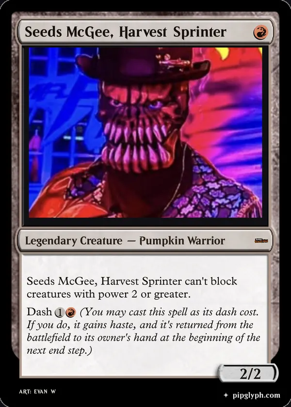 Seeds McGee, Harvest Sprinter — custom MTG-style creature, mythic rarity