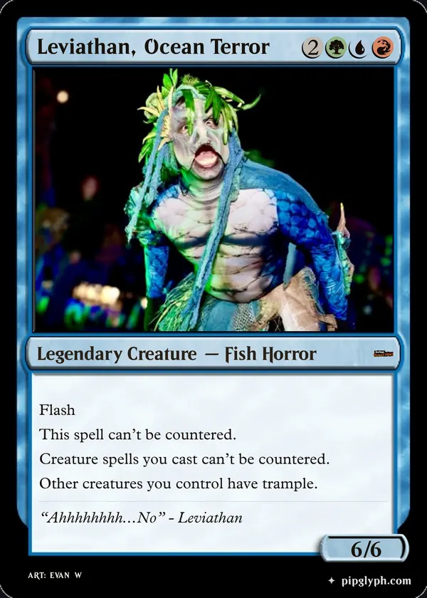 Leviathan, Ocean Terror — custom MTG-style creature, mythic rarity
