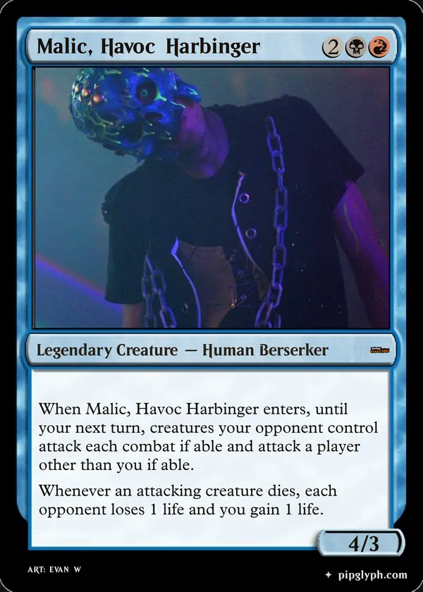 Malic, Havoc Harbinger — custom MTG-style creature, mythic rarity