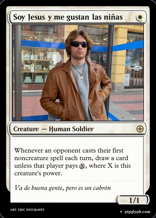 Soy Jesus y me gustan las niñas — custom MTG-style creature, rare rarity