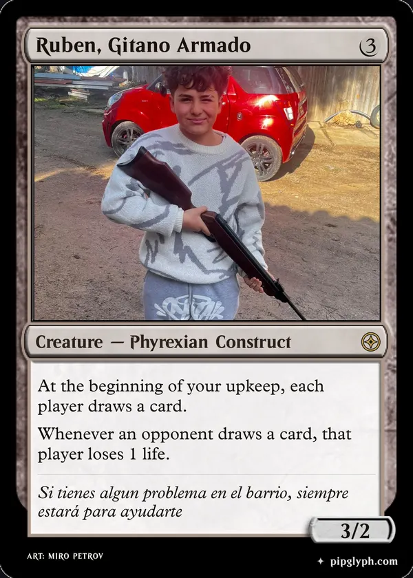 Ruben, Gitano Armado — custom MTG-style creature, rare rarity