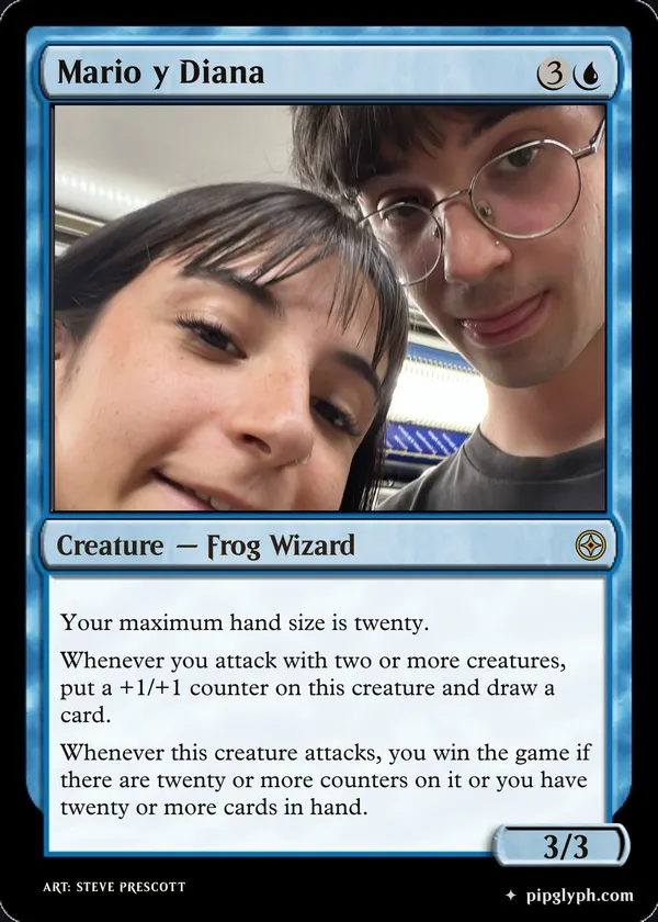 Mario y Diana — custom MTG-style creature, rare rarity