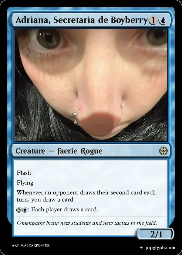 Adriana, Secretaria de Boyberry — custom MTG-style creature, rare rarity