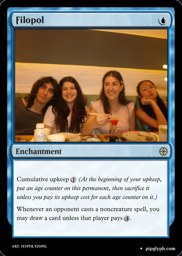 Filopol — custom MTG-style enchantment, rare rarity