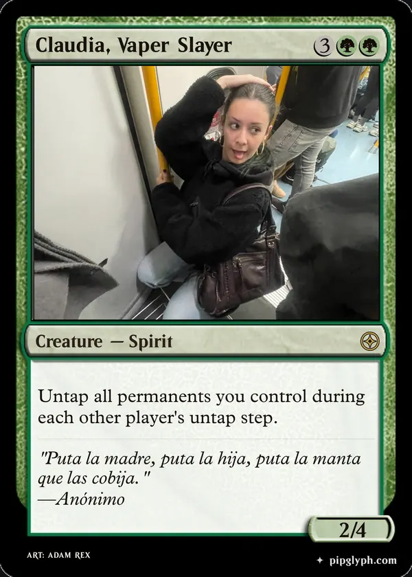 Claudia, Vaper Slayer — custom MTG-style creature, rare rarity