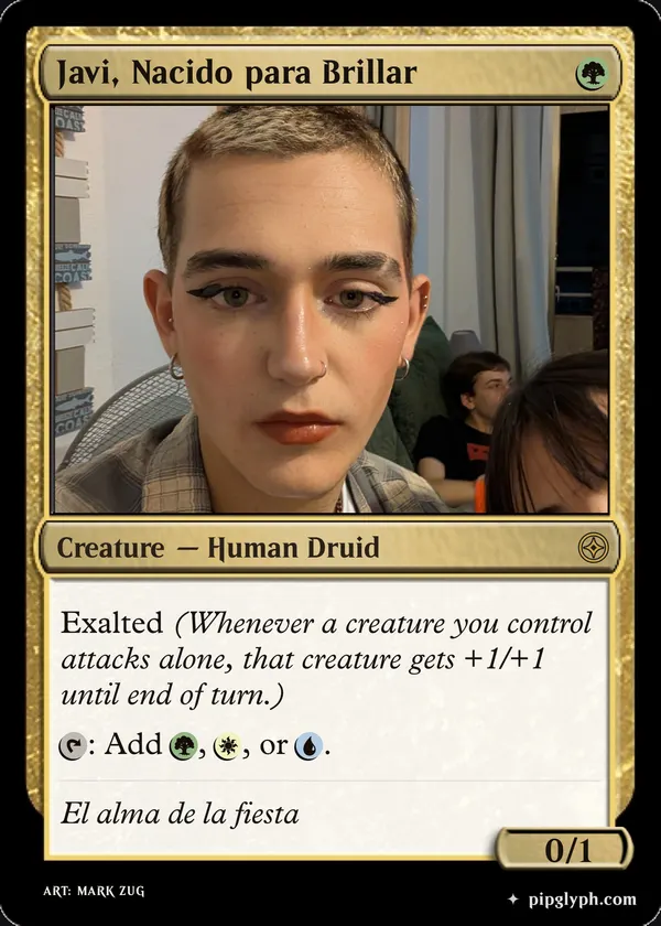 Javi, Nacido para Brillar — custom MTG-style creature, rare rarity