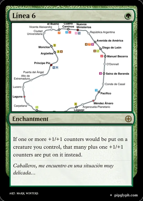 Línea 6 — custom MTG-style enchantment, rare rarity