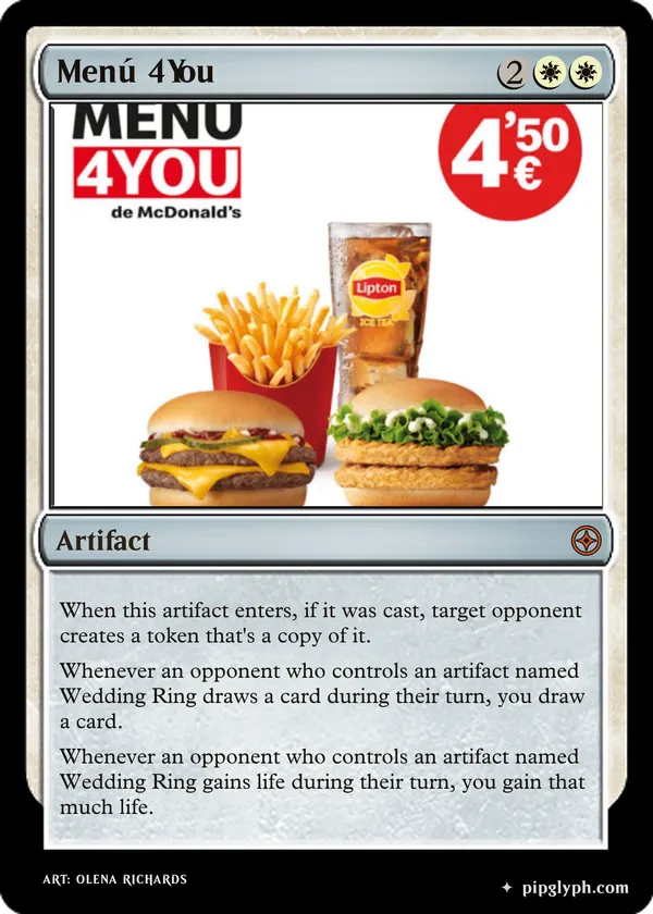 Menú 4You — custom MTG-style artifact, mythic rarity