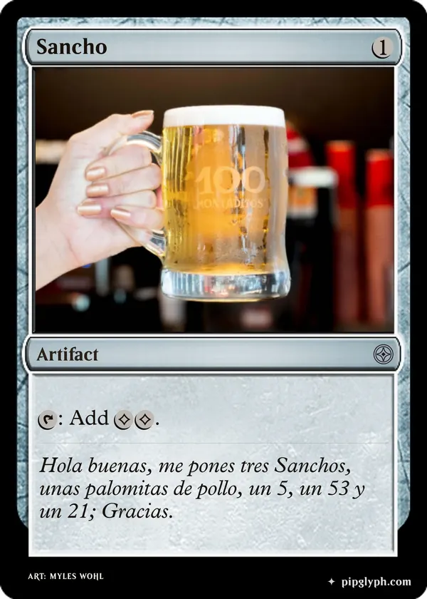 Sancho — custom MTG-style artifact, uncommon rarity
