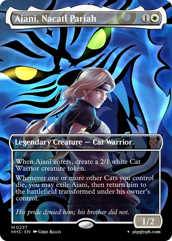 Ajani, Nacatl Pariah — custom MTG-style creature, mythic rarity