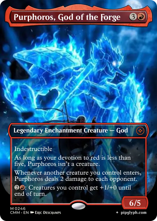 Purphoros, God of the Forge — custom MTG-style creature, mythic rarity