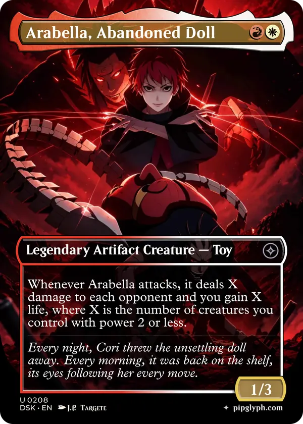 Arabella, Abandoned Doll — custom MTG-style creature, uncommon rarity