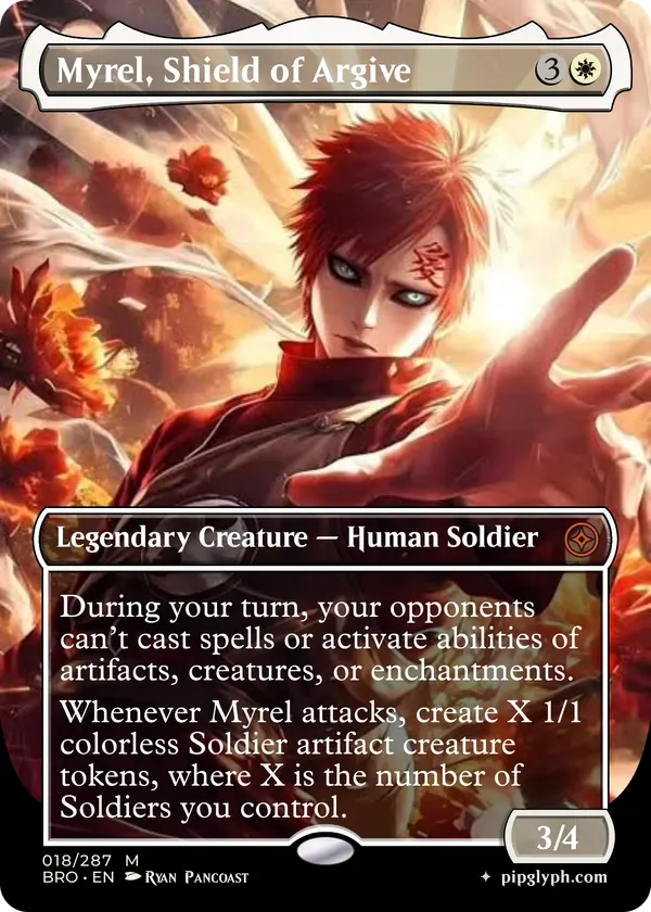 Myrel, Shield of Argive — custom MTG-style creature, mythic rarity