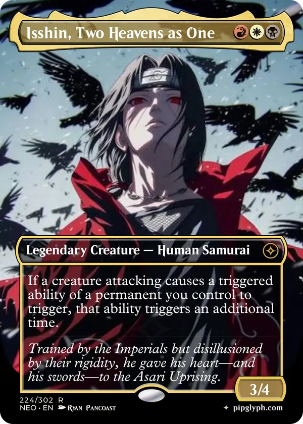 Isshin, Two Heavens as One — custom MTG-style creature, rare rarity