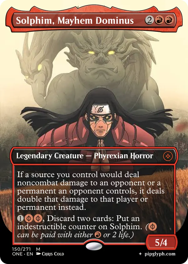Solphim, Mayhem Dominus — custom MTG-style creature, mythic rarity