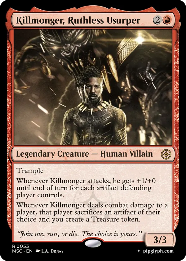 Killmonger, Ruthless Usurper — custom MTG-style creature, rare rarity