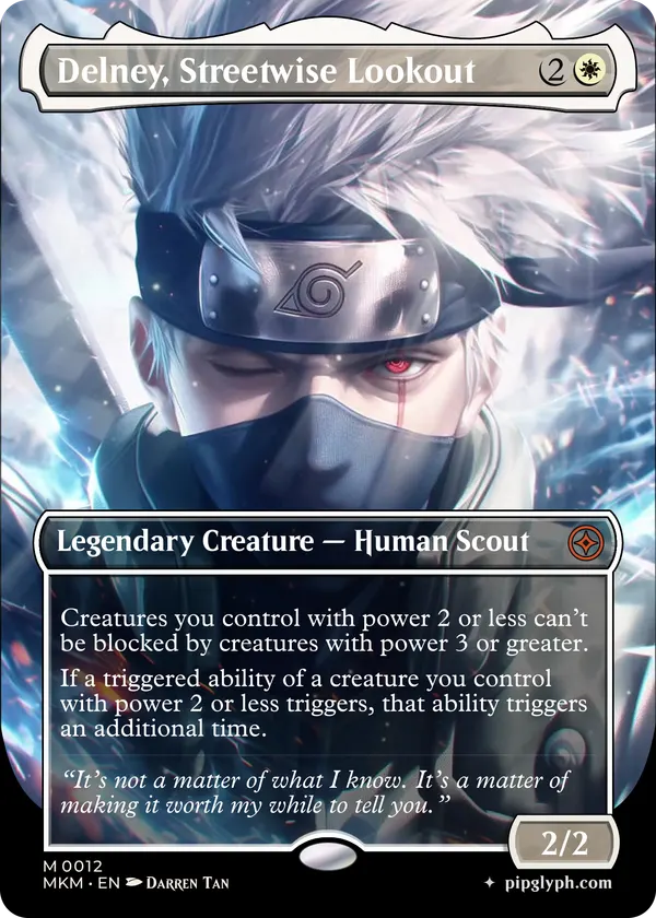 Delney, Streetwise Lookout — custom MTG-style creature, mythic rarity