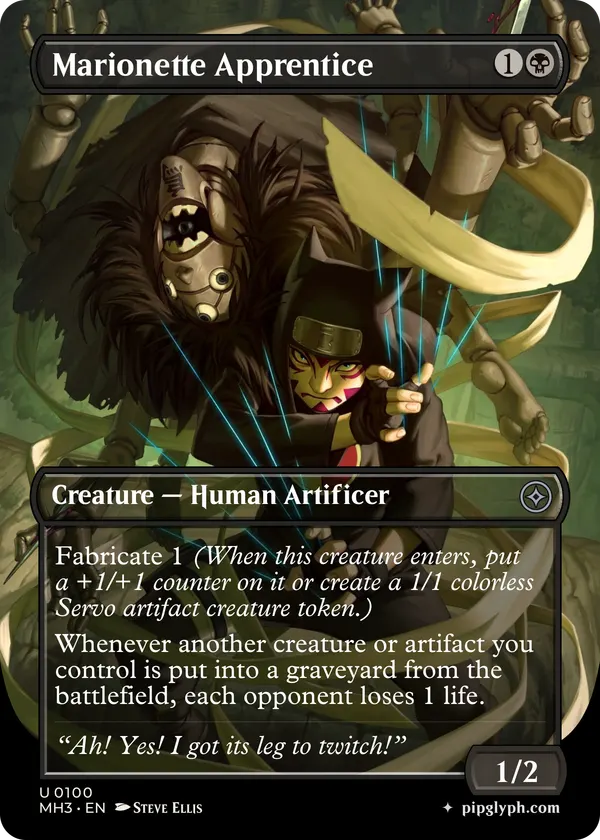 Marionette Apprentice — custom MTG-style creature, uncommon rarity