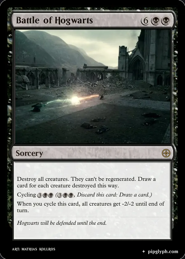 Battle of Hogwarts — custom MTG-style sorcery, rare rarity