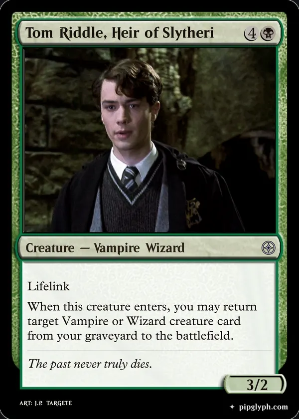 Tom Riddle, Heir of Slytheri — custom MTG-style creature, uncommon rarity