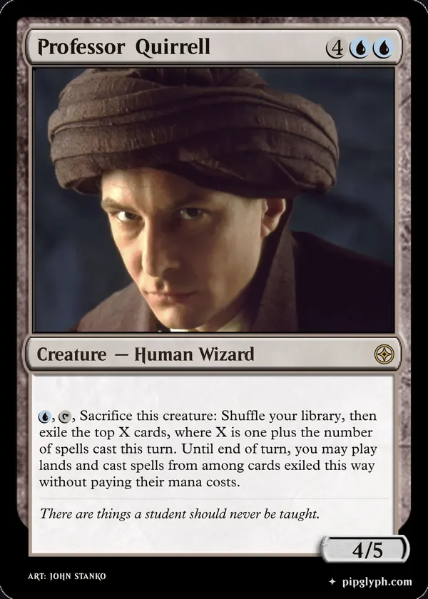 Professor Quirrell — custom MTG-style creature, rare rarity