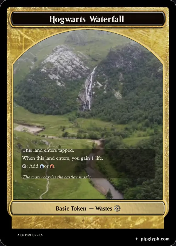 Hogwarts Waterfall — custom MTG-style token, common rarity