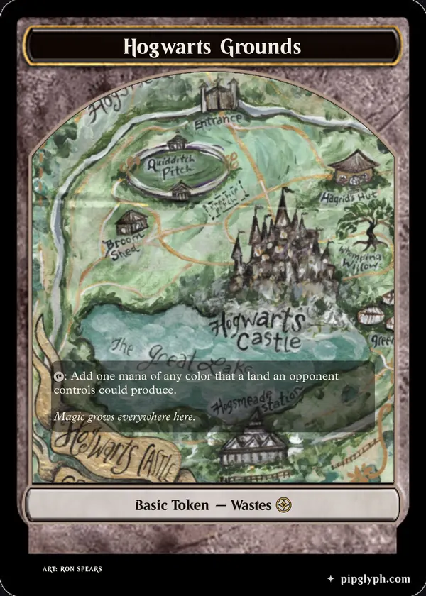 Hogwarts Grounds — custom MTG-style token, rare rarity