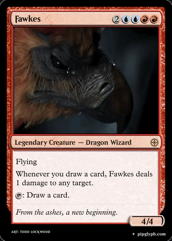 Fawkes — custom MTG-style creature, rare rarity