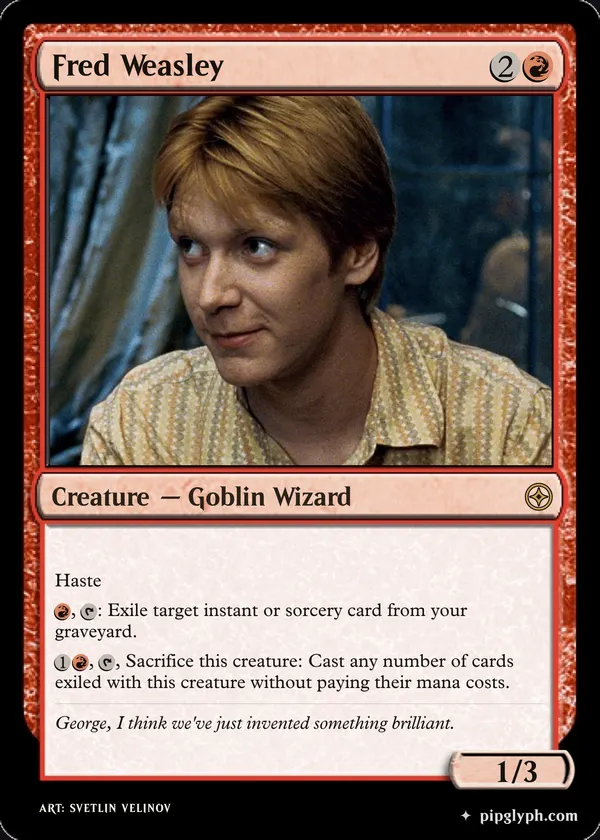 Fred Weasley — custom MTG-style creature, rare rarity