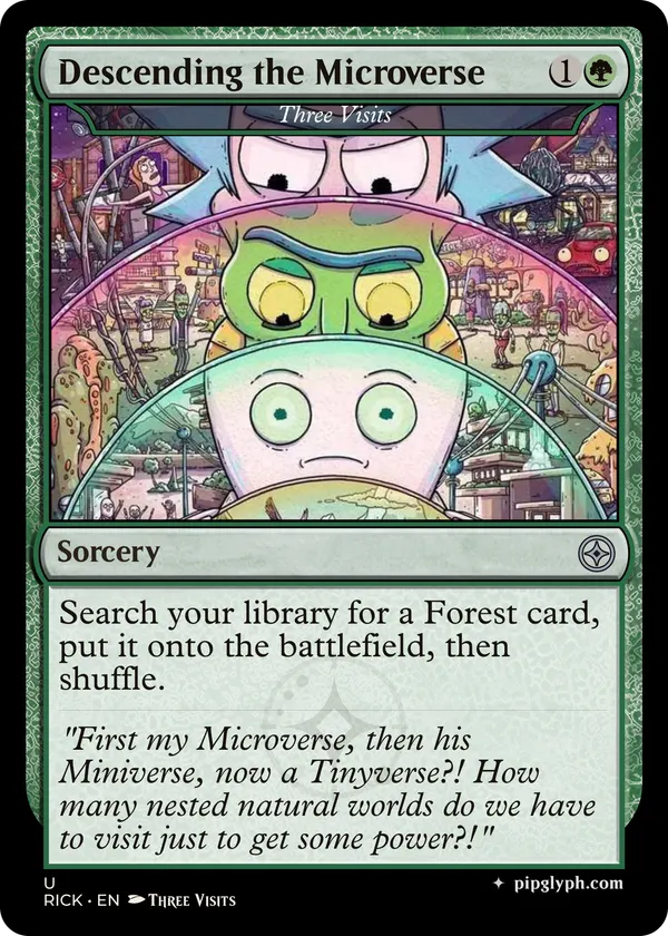 Three Visits — custom MTG-style sorcery, uncommon rarity