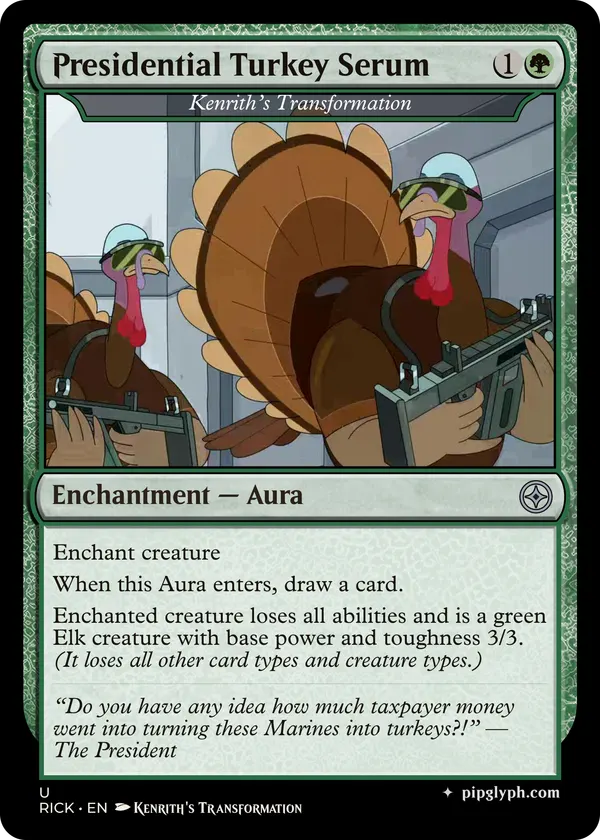 Kenrith’s Transformation — custom MTG-style enchantment, uncommon rarity