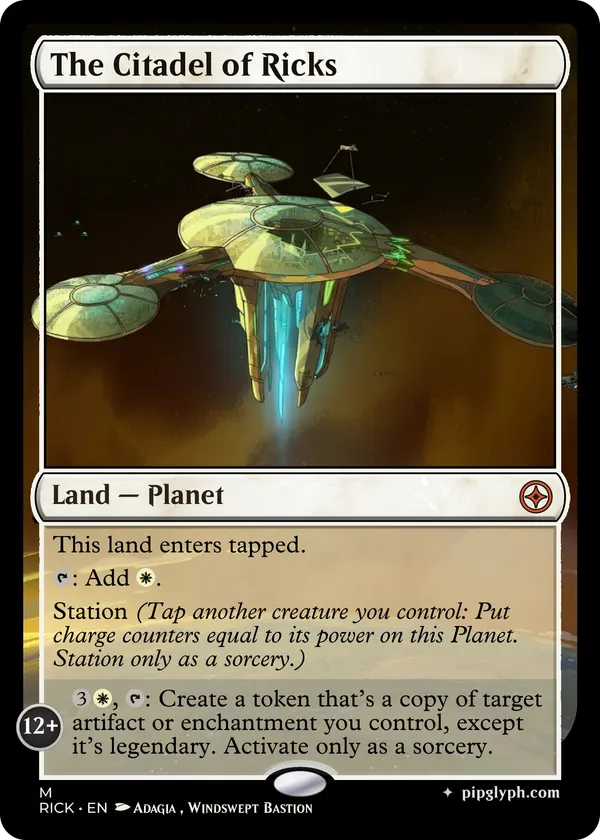 The Citadel of Ricks — custom MTG-style land, mythic rarity