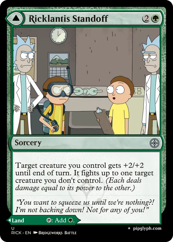 Ricklantis Standoff — custom MTG-style sorcery, uncommon rarity
