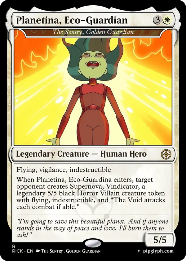The Sentry, Golden Guardian — custom MTG-style creature, rare rarity