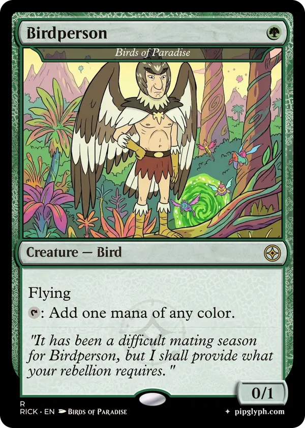 Birds of Paradise — custom MTG-style creature, rare rarity