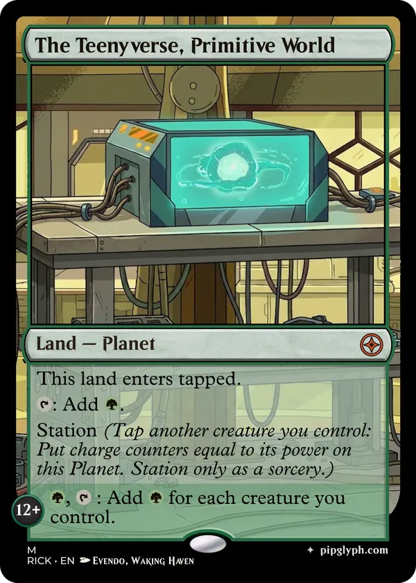 The Teenyverse, Primitive World — custom MTG-style land, mythic rarity