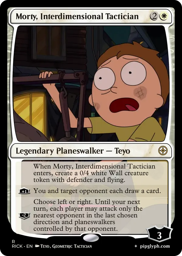Morty, Interdimensional Tactician — custom MTG-style planeswalker, rare rarity