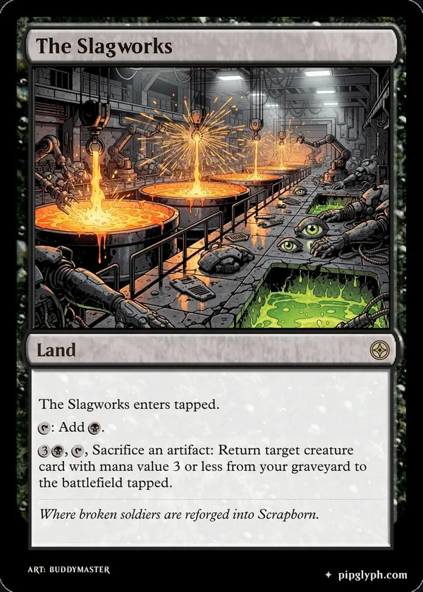The Slagworks — custom MTG-style land, rare rarity