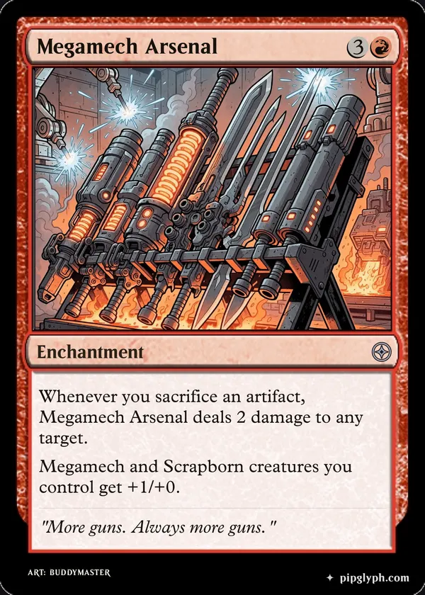 Megamech Arsenal — custom MTG-style enchantment, uncommon rarity