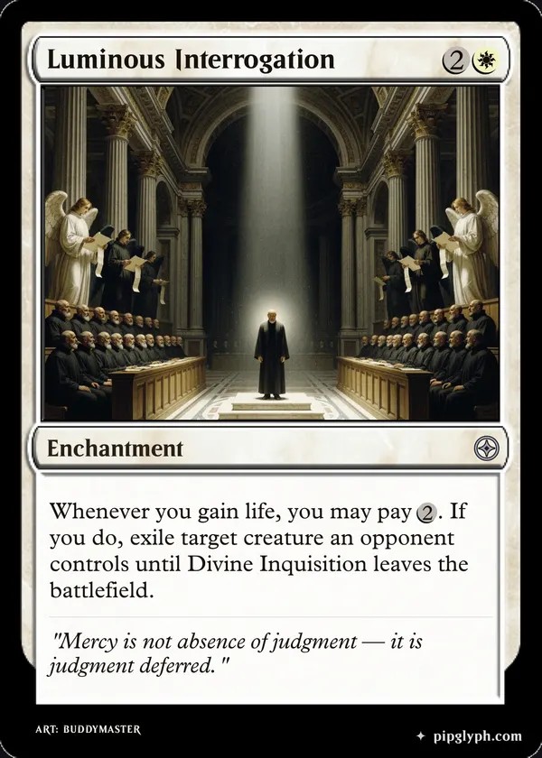 Luminous Interrogation — custom MTG-style enchantment, uncommon rarity
