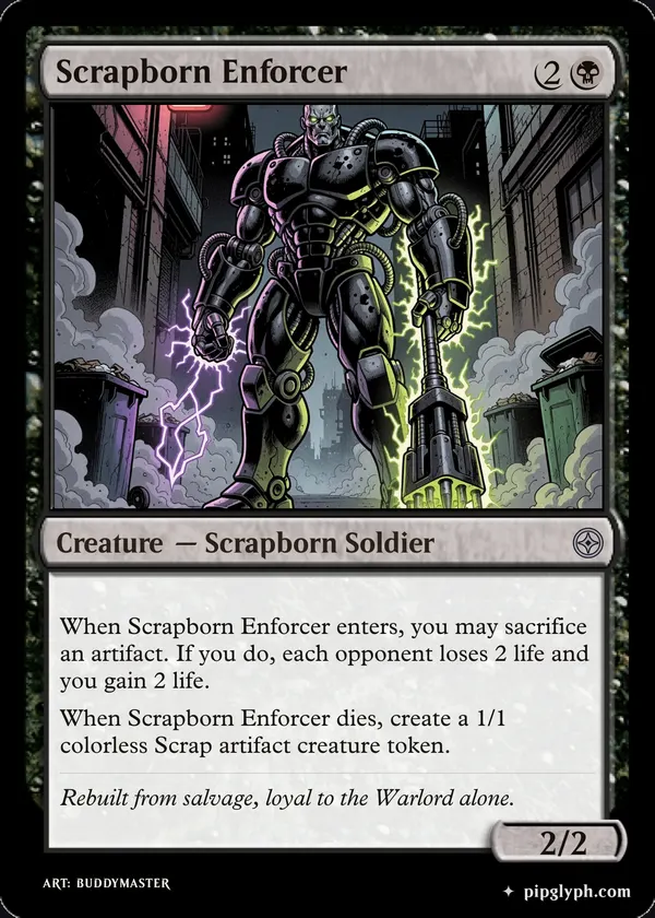 Scrapborn Enforcer — custom MTG-style creature, uncommon rarity